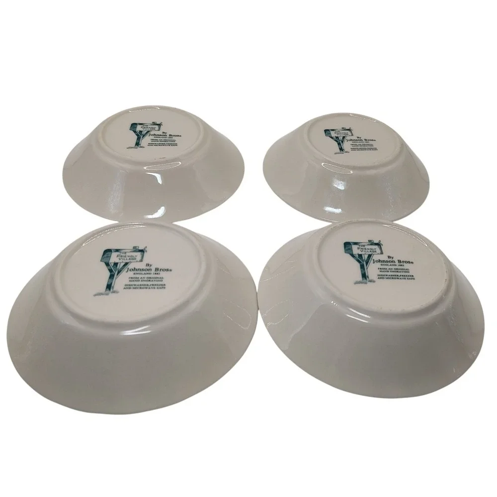 Vintage Johnson Bros Berry Bowls Fruit‎ The Stone Wall Set of Four Five Inch